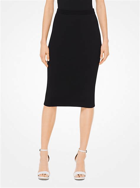 Ribbed Stretch Viscose Pencil Skirt 